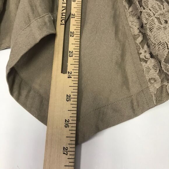 Chicos Jacket Womens Medium Tan Waterfall Open Front Roll Tab Sleeve Lace Panels - Picture 10 of 10